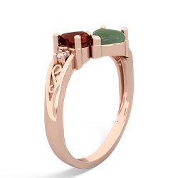 Garnet Snuggling Hearts 14K Rose Gold ring R2178