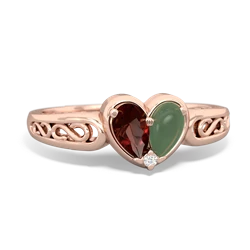 Garnet Filligree 'One Heart' 14K Rose Gold ring R5070