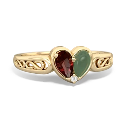 Garnet Filligree 'One Heart' 14K Yellow Gold ring R5070