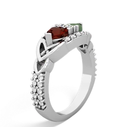 Garnet Sparkling Celtic Knot 14K White Gold ring R2645