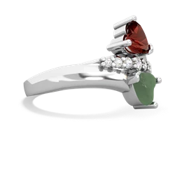 Garnet Heart To Heart 14K White Gold ring R2064