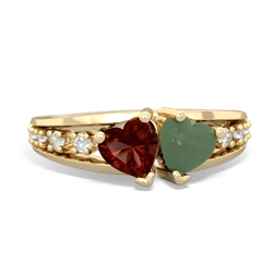 Garnet Heart To Heart 14K Yellow Gold ring R3342