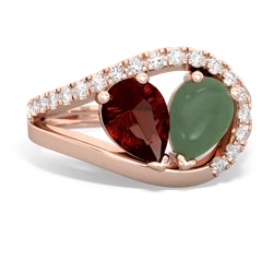 Garnet Nestled Heart Keepsake 14K Rose Gold ring R5650