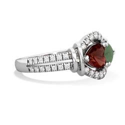 Garnet Art-Deco Keepsake 14K White Gold ring R5630