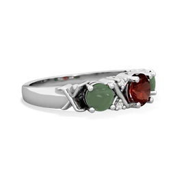 Garnet Hugs And Kisses 14K White Gold ring R5016