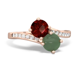 Garnet Channel Set Two Stone 14K Rose Gold ring R5303