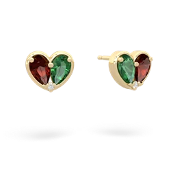 Garnet 'Our Heart' 14K Yellow Gold earrings E5072