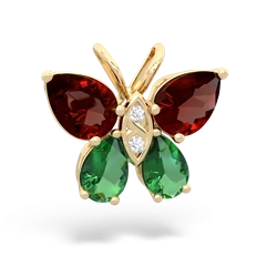 Garnet Butterfly 14K Yellow Gold pendant P2215