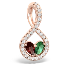 Garnet Pave Twist 'One Heart' 14K Rose Gold pendant P5360