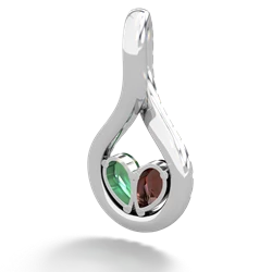 Garnet Pave Twist 'One Heart' 14K White Gold pendant P5360