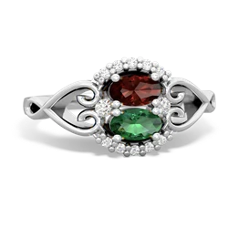 Garnet Love Nest 14K White Gold ring R5860