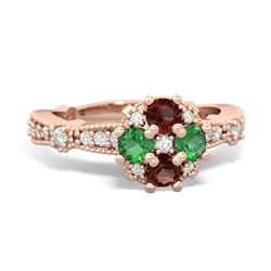 Garnet Sparkling Tiara Cluster 14K Rose Gold ring R26293RD