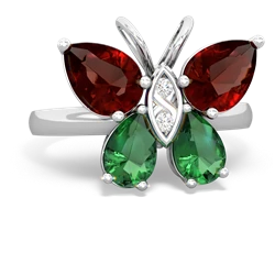 Garnet Butterfly 14K White Gold ring R2215