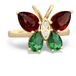 Garnet Butterfly 14K Yellow Gold ring R2215