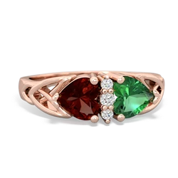 Garnet Celtic Knot Double Heart 14K Rose Gold ring R5040