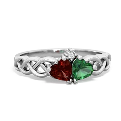 Garnet Heart To Heart Braid 14K White Gold ring R5870