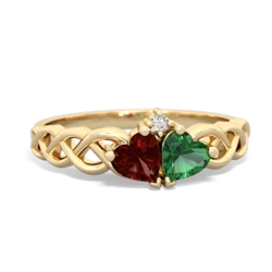 Garnet Heart To Heart Braid 14K Yellow Gold ring R5870