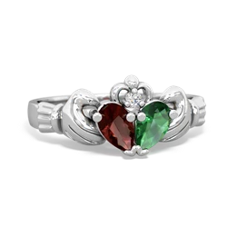 Garnet 'Our Heart' Claddagh 14K White Gold ring R2388