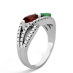 Garnet Diamond Rivers 14K White Gold ring R3070