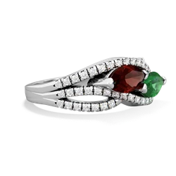 Garnet Diamond Rivers 14K White Gold ring R3070