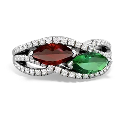 Garnet Diamond Rivers 14K White Gold ring R3070