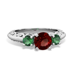 Garnet Art Deco Eternal Embrace Engagement 14K White Gold ring C2003