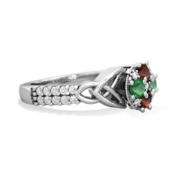 Garnet Celtic Knot Cluster Engagement 14K White Gold ring R26443RD