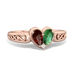 Garnet Filligree 'One Heart' 14K Rose Gold ring R5070