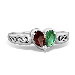 Garnet Filligree 'One Heart' 14K White Gold ring R5070