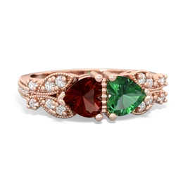 Garnet Diamond Butterflies 14K Rose Gold ring R5601