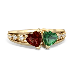 Garnet Heart To Heart 14K Yellow Gold ring R3342