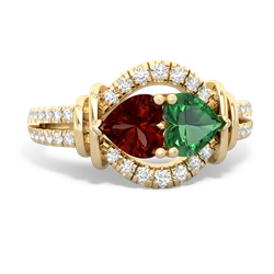 Garnet Art-Deco Keepsake 14K Yellow Gold ring R5630