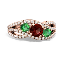 Garnet Three Stone Aurora 14K Rose Gold ring R3080