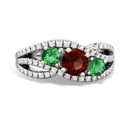 Garnet Three Stone Aurora 14K White Gold ring R3080