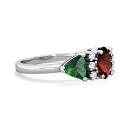 Garnet Antique Style Three Stone 14K White Gold ring R2186