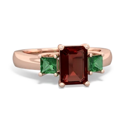 Garnet Three Stone Emerald-Cut Trellis 14K Rose Gold ring R4021