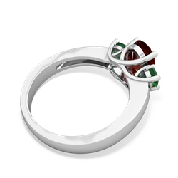 Garnet Three Stone Oval Trellis 14K White Gold ring R4024