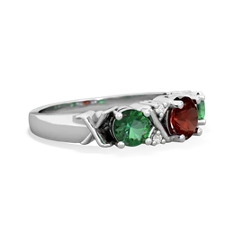 Garnet Hugs And Kisses 14K White Gold ring R5016