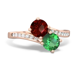 Garnet Channel Set Two Stone 14K Rose Gold ring R5303