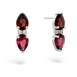 Garnet Bowtie Drop 14K White Gold earrings E0865