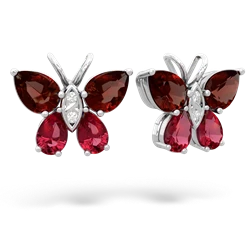 Garnet Butterfly 14K White Gold earrings E2215