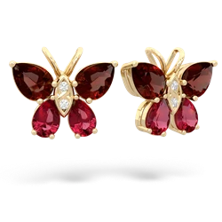 Garnet Butterfly 14K Yellow Gold earrings E2215