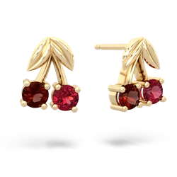 Garnet Sweet Cherries 14K Yellow Gold earrings E7001