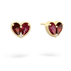 Garnet 'Our Heart' 14K Yellow Gold earrings E5072