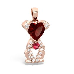 Garnet Puppy Love 14K Rose Gold pendant P5800