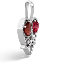 Garnet Celtic Trinity Heart 14K White Gold pendant P5331