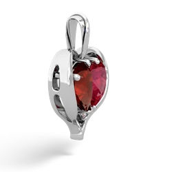 Garnet Two Become One 14K White Gold pendant P5330