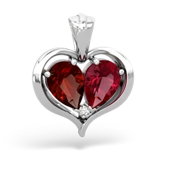 Garnet Two Become One 14K White Gold pendant P5330