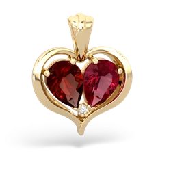 Garnet Two Become One 14K Yellow Gold pendant P5330