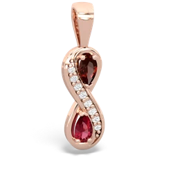 Garnet Diamond Infinity 14K Rose Gold pendant P5390